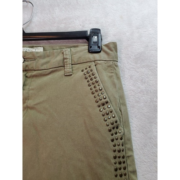 Lucky Brand Pants Womens Sz 2 Green Studded Flat Front Straight Leg Slash Pocket - Picture 5 of 8